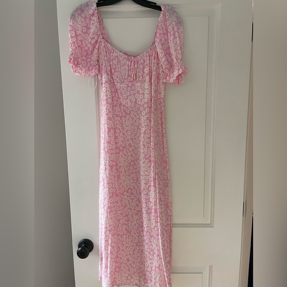 Faithfull The Brand Pink floral midi dress M